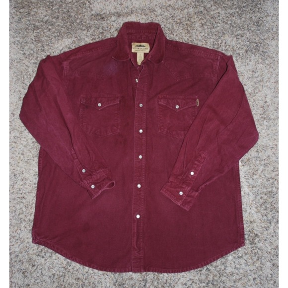 Kilimanjaro Other - Kilimanjaro Flannel Shirt Men's XL Chamois Heavy Cotton Button Up Burgundy
